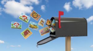 flyers floating out of a mailbox